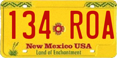 NM license plate 134ROA