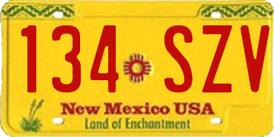NM license plate 134SZV