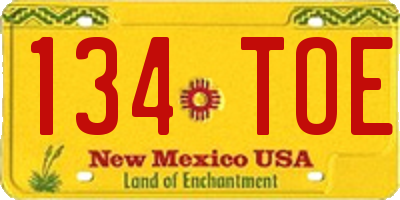 NM license plate 134TOE