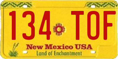NM license plate 134TOF