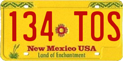 NM license plate 134TOS