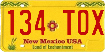 NM license plate 134TOX