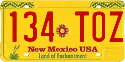 NM license plate 134TOZ