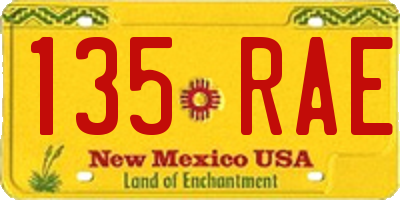 NM license plate 135RAE