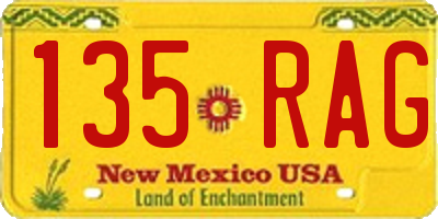 NM license plate 135RAG