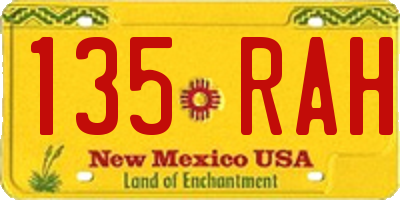 NM license plate 135RAH