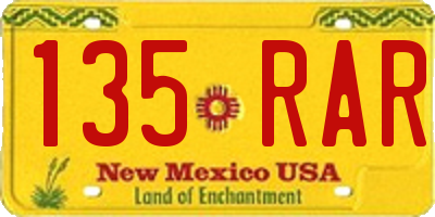 NM license plate 135RAR
