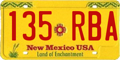NM license plate 135RBA
