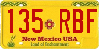 NM license plate 135RBF