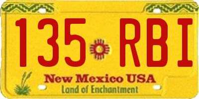NM license plate 135RBI