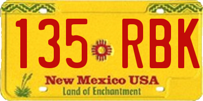 NM license plate 135RBK