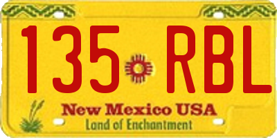NM license plate 135RBL