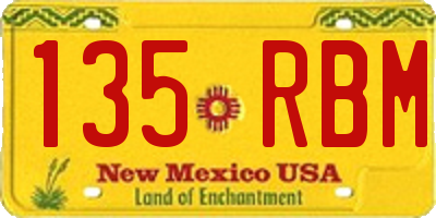 NM license plate 135RBM