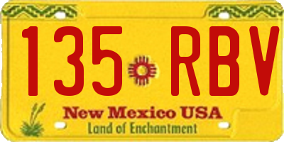 NM license plate 135RBV