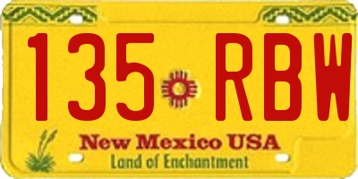 NM license plate 135RBW