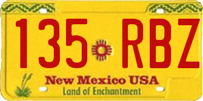 NM license plate 135RBZ