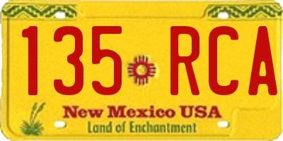 NM license plate 135RCA
