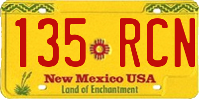 NM license plate 135RCN