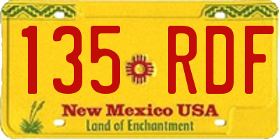 NM license plate 135RDF
