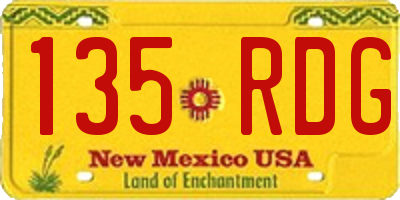 NM license plate 135RDG