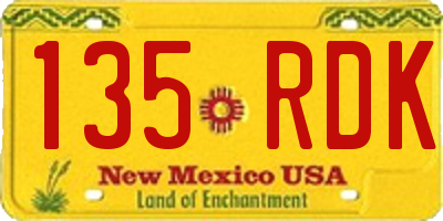 NM license plate 135RDK