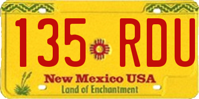NM license plate 135RDU
