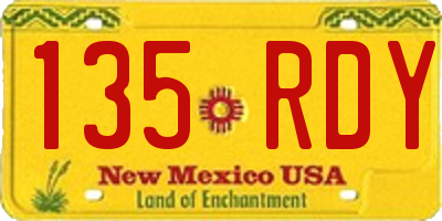 NM license plate 135RDY