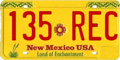 NM license plate 135REC