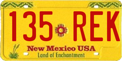 NM license plate 135REK