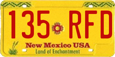 NM license plate 135RFD