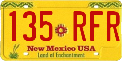 NM license plate 135RFR