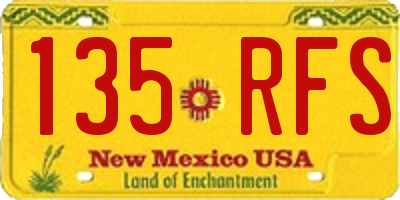NM license plate 135RFS