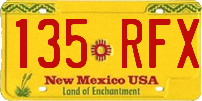NM license plate 135RFX
