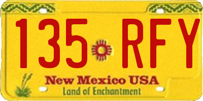 NM license plate 135RFY