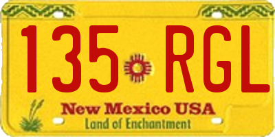 NM license plate 135RGL
