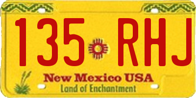 NM license plate 135RHJ