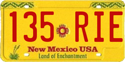 NM license plate 135RIE