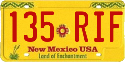 NM license plate 135RIF