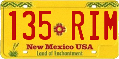 NM license plate 135RIM