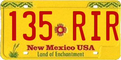 NM license plate 135RIR