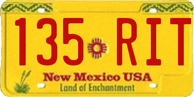 NM license plate 135RIT