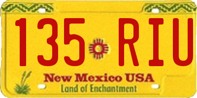 NM license plate 135RIU