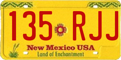 NM license plate 135RJJ