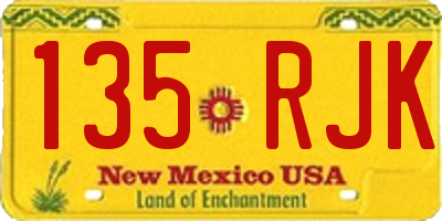 NM license plate 135RJK