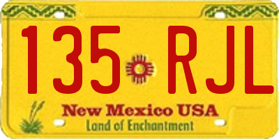 NM license plate 135RJL