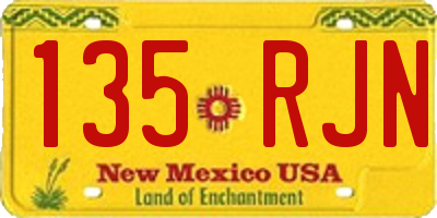 NM license plate 135RJN