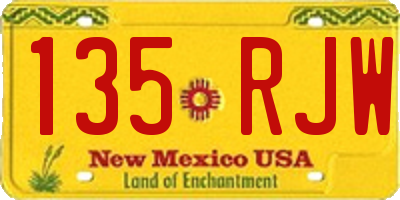 NM license plate 135RJW