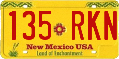 NM license plate 135RKN