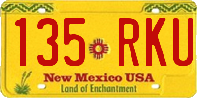 NM license plate 135RKU