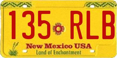 NM license plate 135RLB
